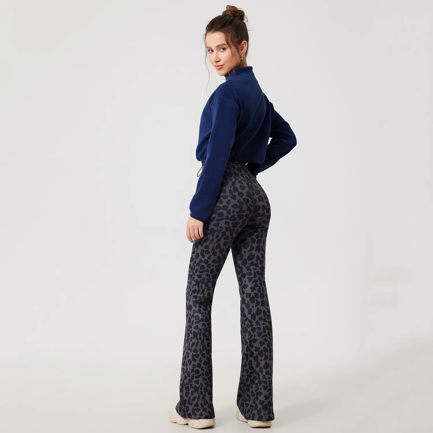 Leopard Fleece Flared Pants