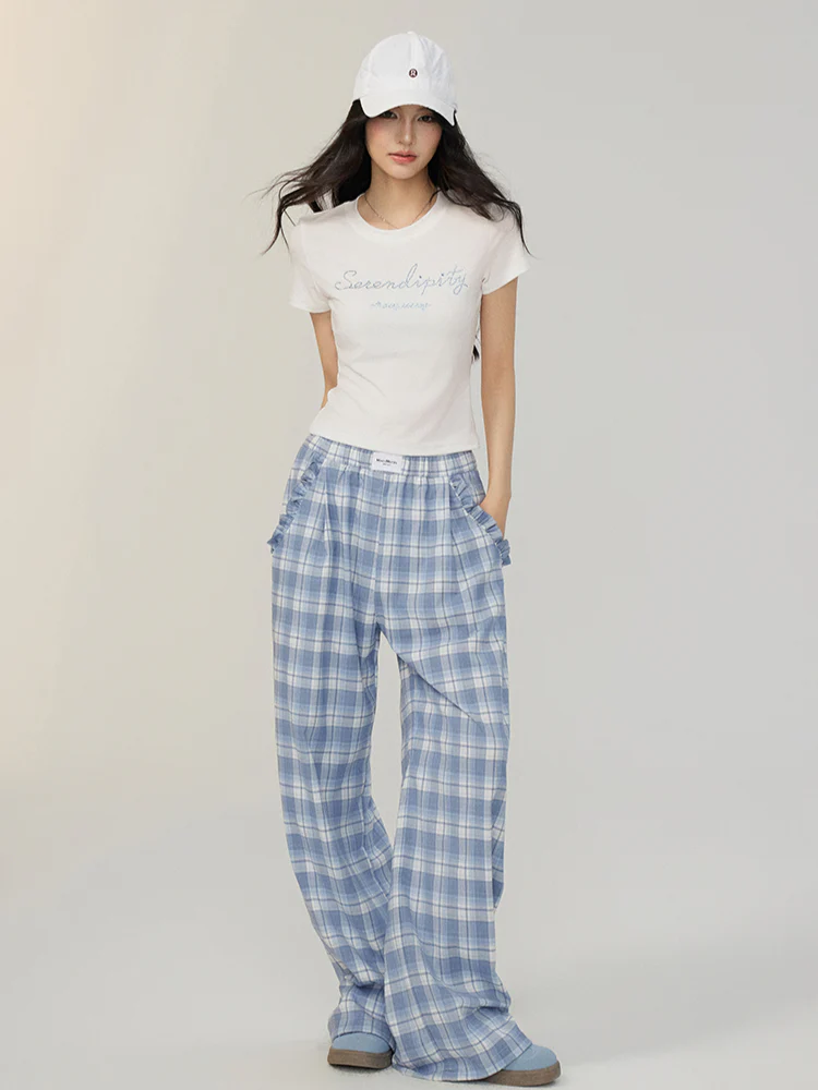 Fake Two-piece Lace Wide-leg Pants