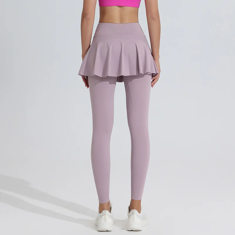 New Yoga Pants Women's High Waist Tennis Skirt Fitness Speed Drying Running Pocket Sports Skirt Tight Pants