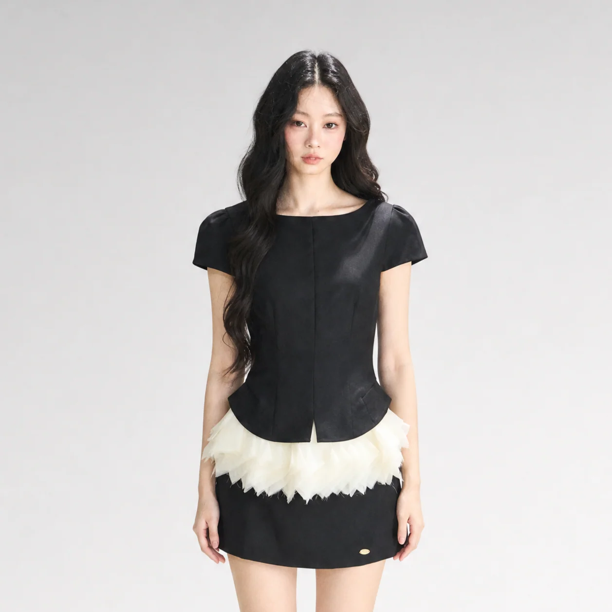 Colorblock Cropped Top Skirt Set
