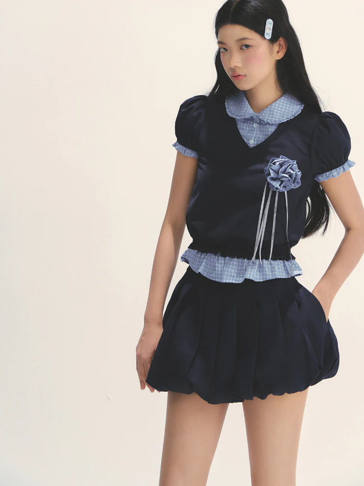 MIU Style Layered-effect Blouse