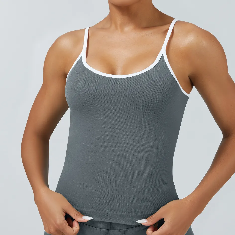 Seamless Tight Color Block Sports Tank Top