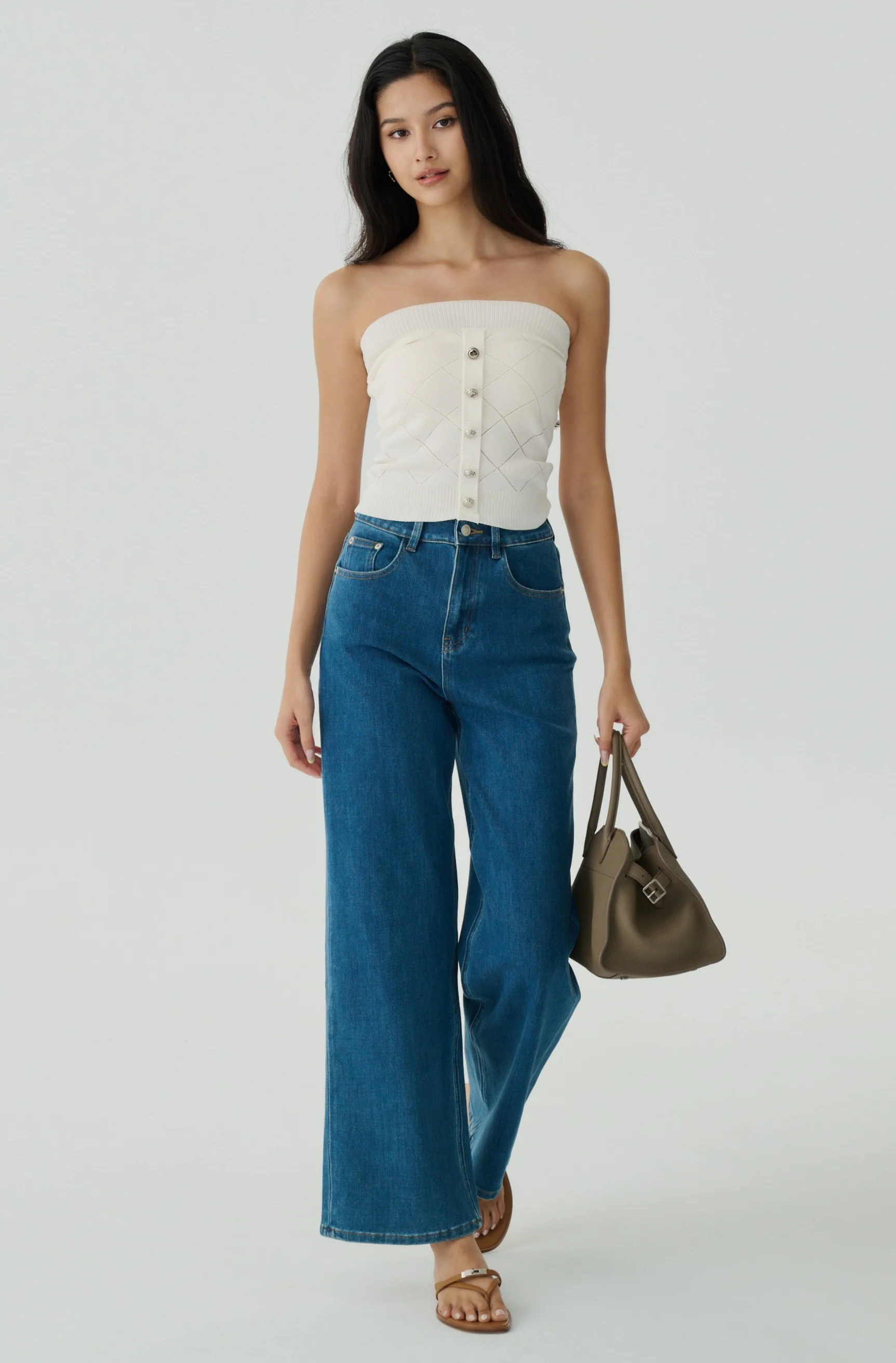 Diamond cooling knit top in white