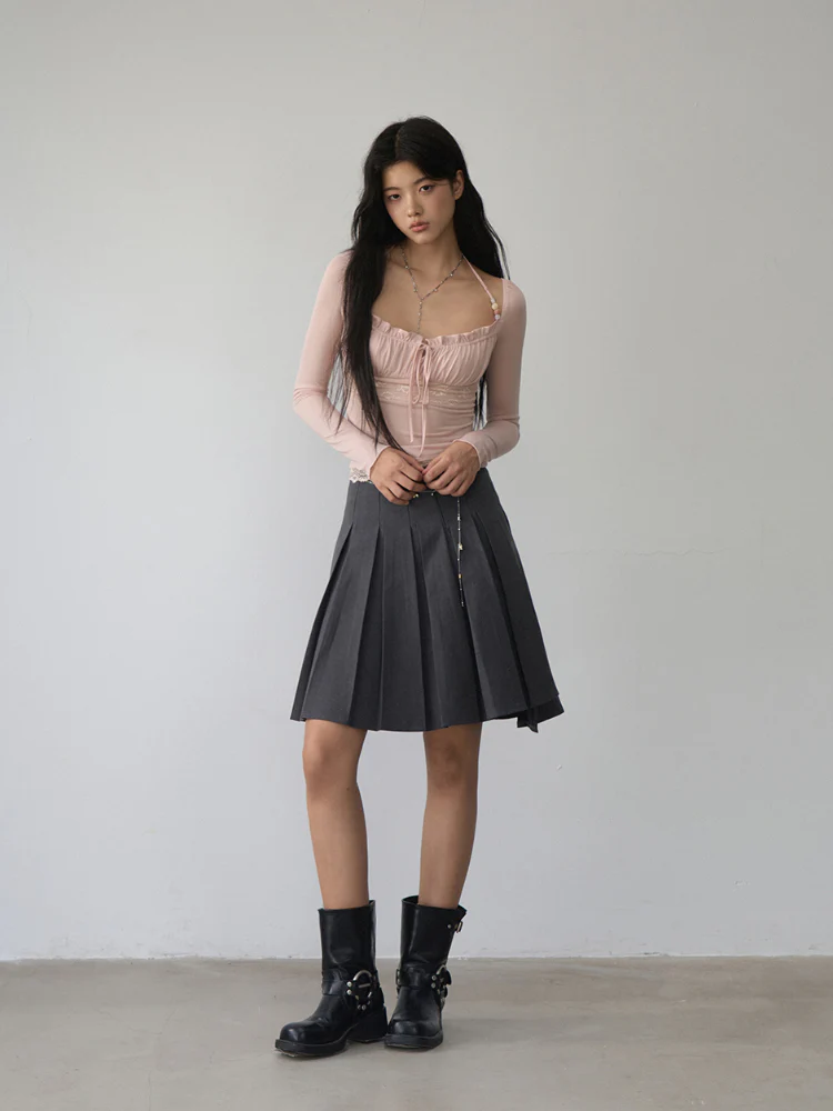 Lace Panel Beaded Acetate T-shirt