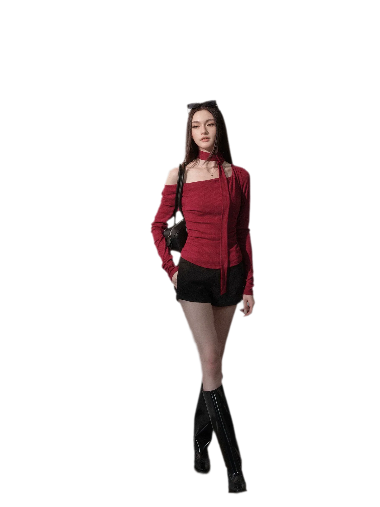 Ribbon Asymmetric Knit Top