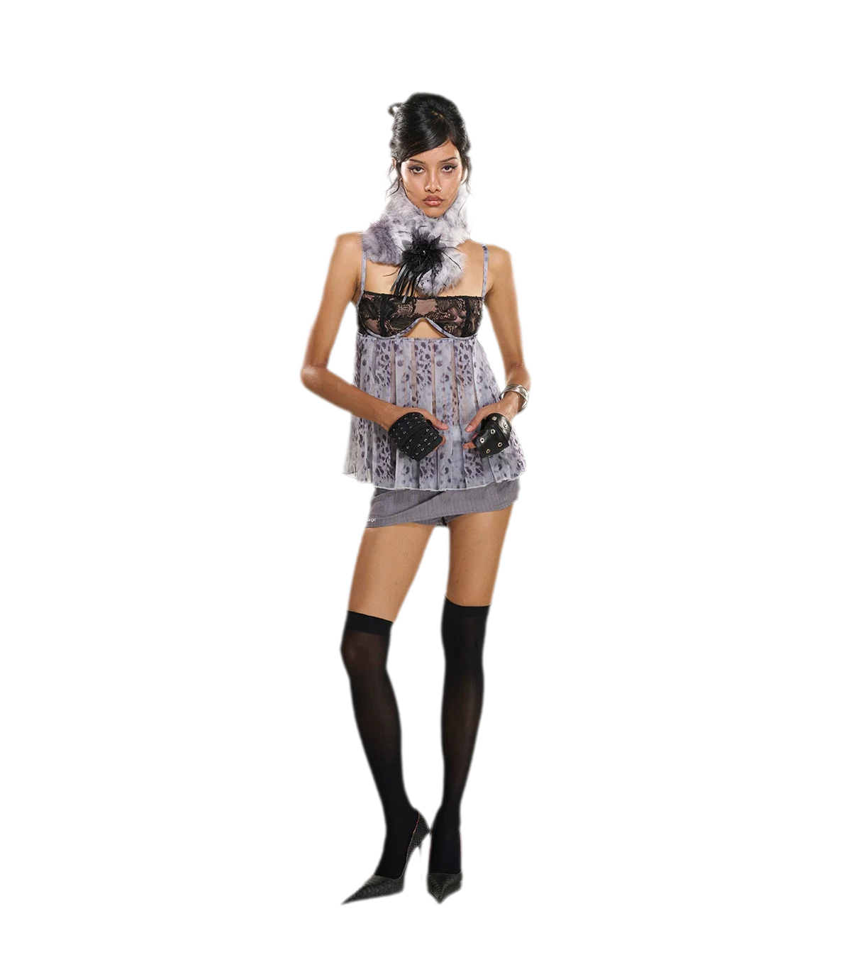 Striped Fishbone Bustier Skirt Set