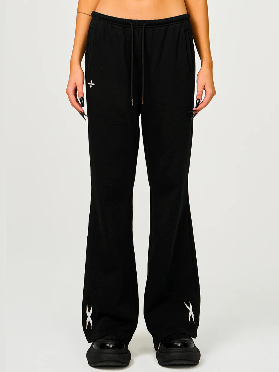 Black & White Compass Flared Sweatpants