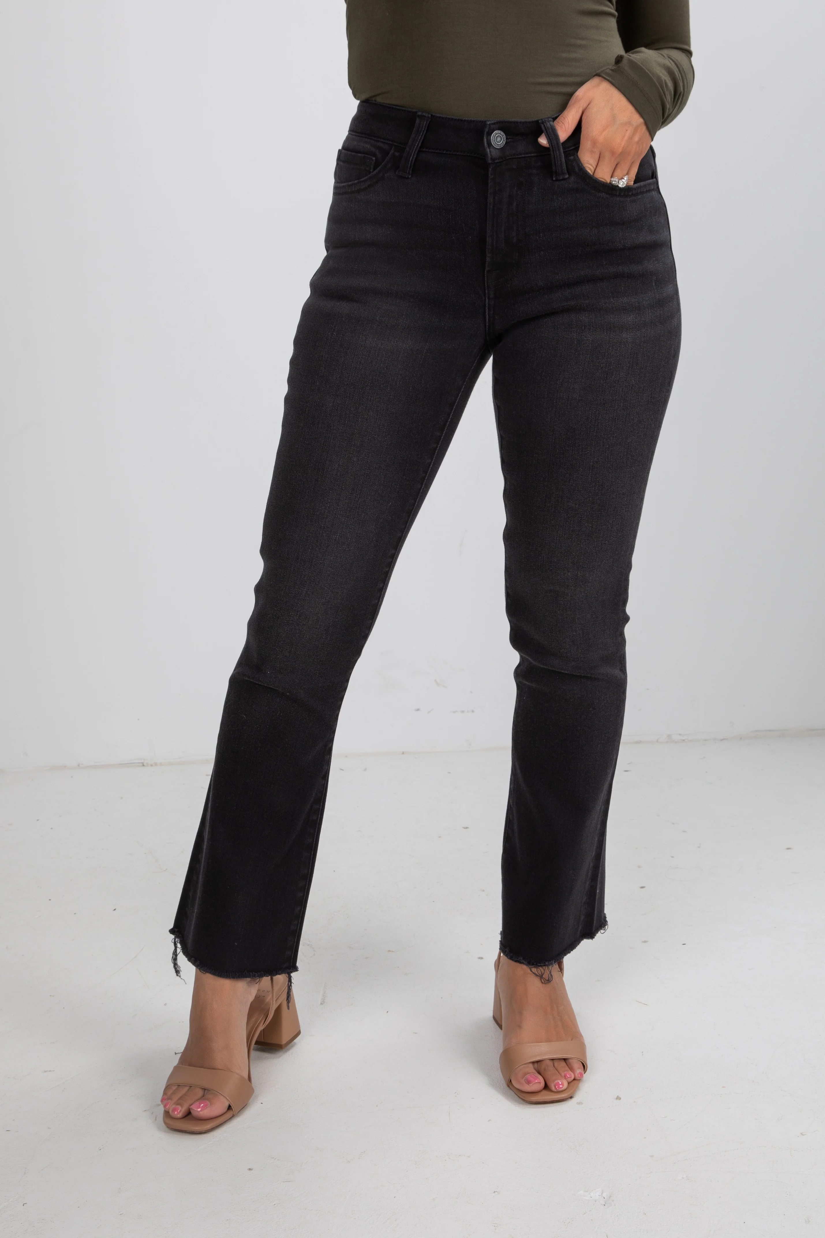 Black High-Rise Bootcut Jeans