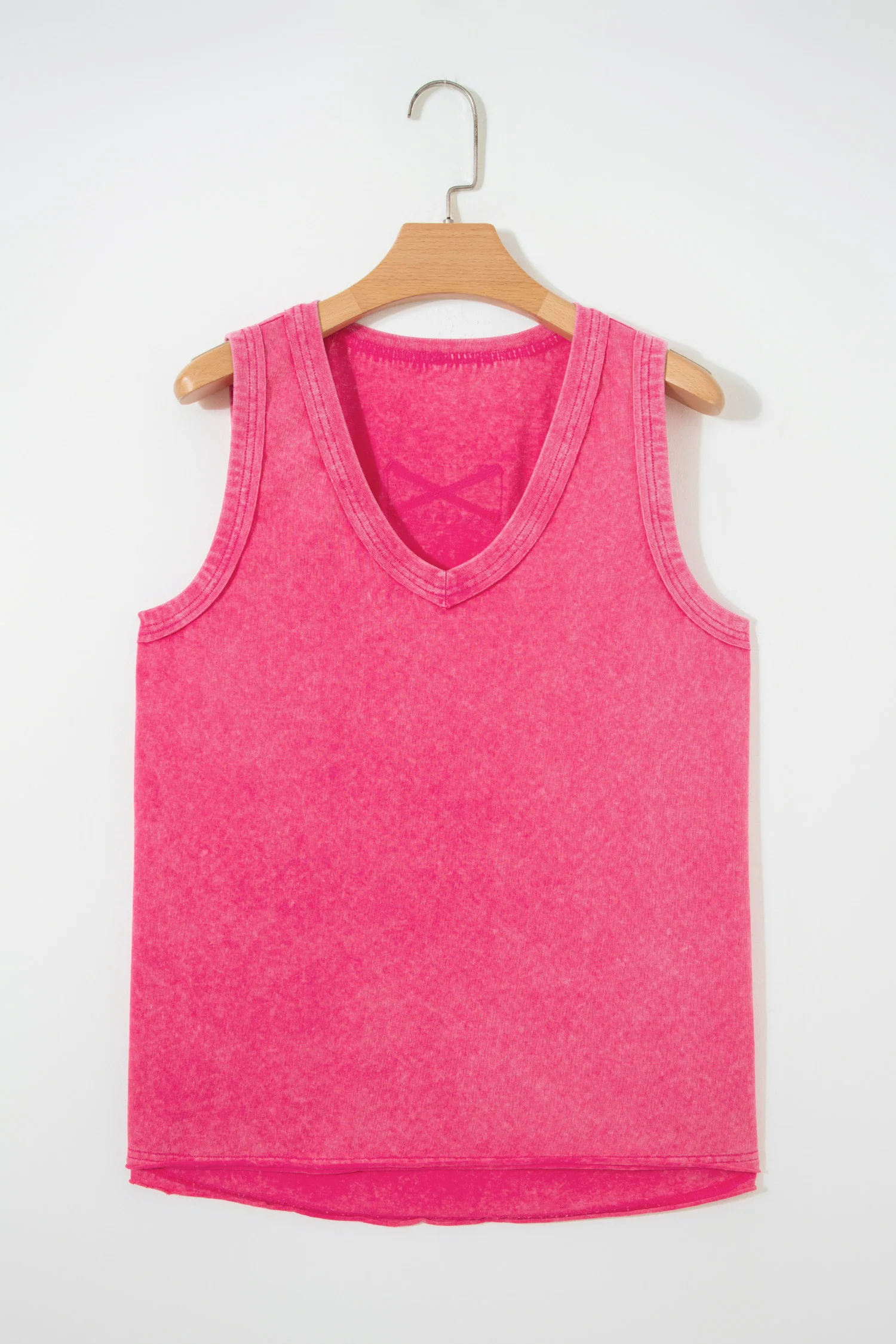 Summer Rose Red Mineral Wash V Neck Tank Top