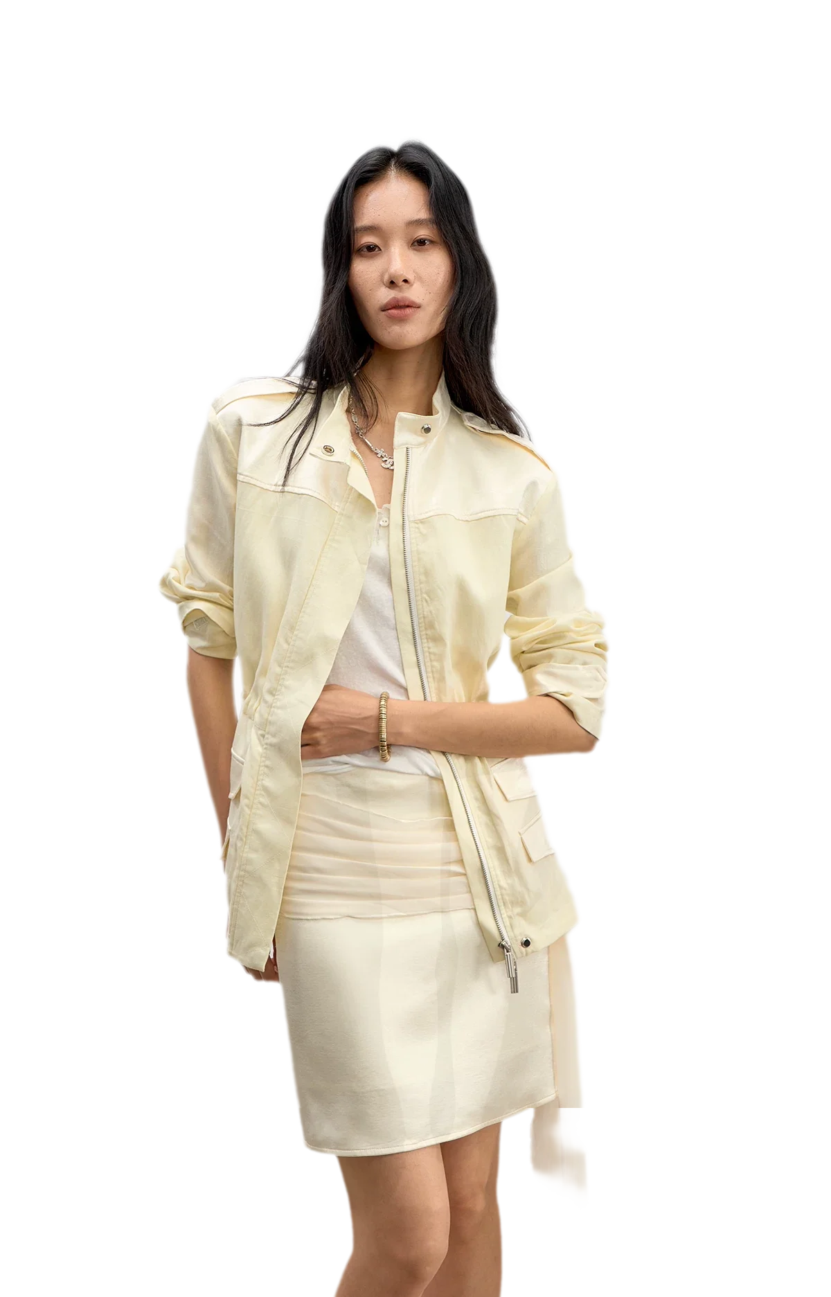 Satin Pleated Ribbon Skirt