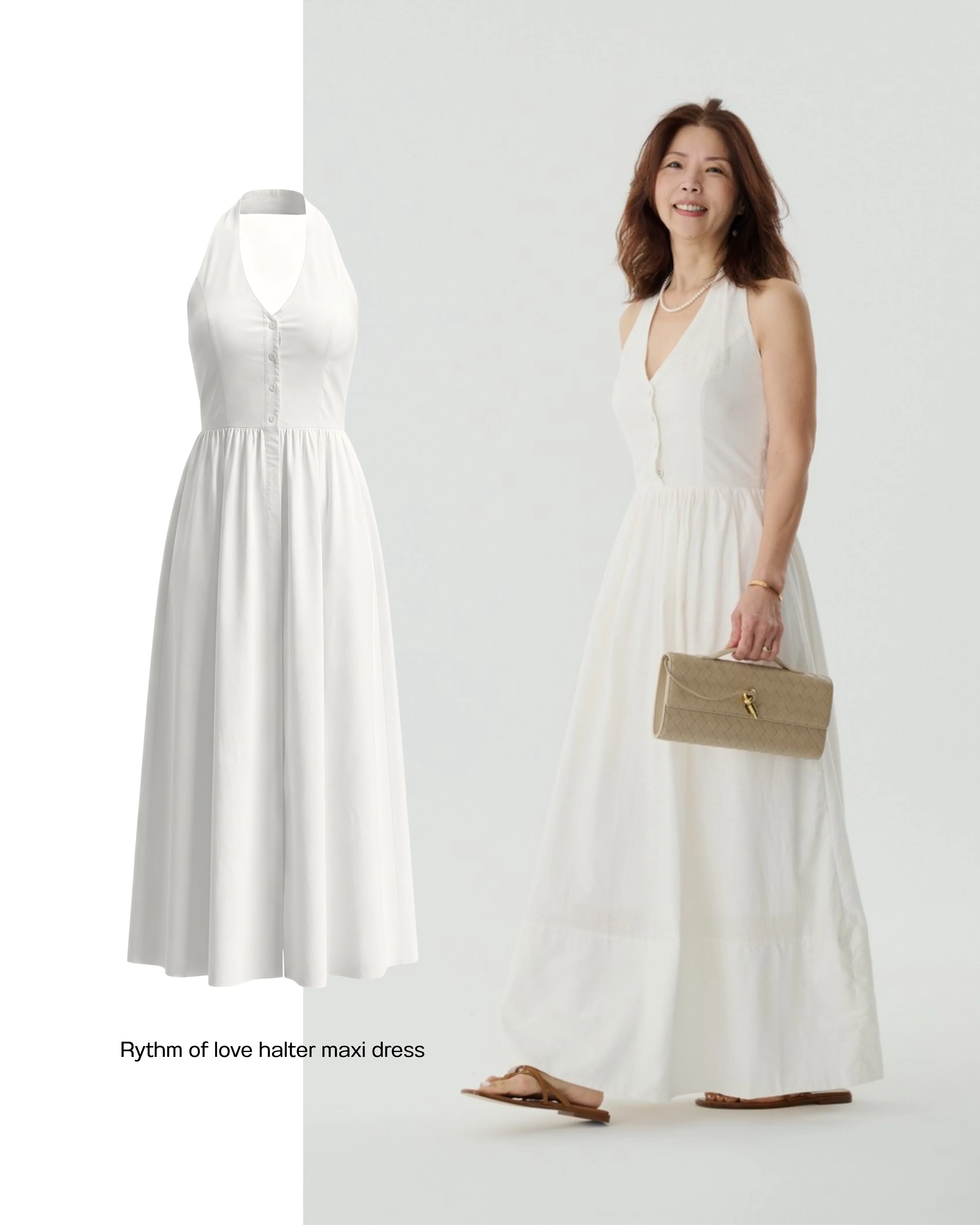 Rythm of love halter maxi dress in white