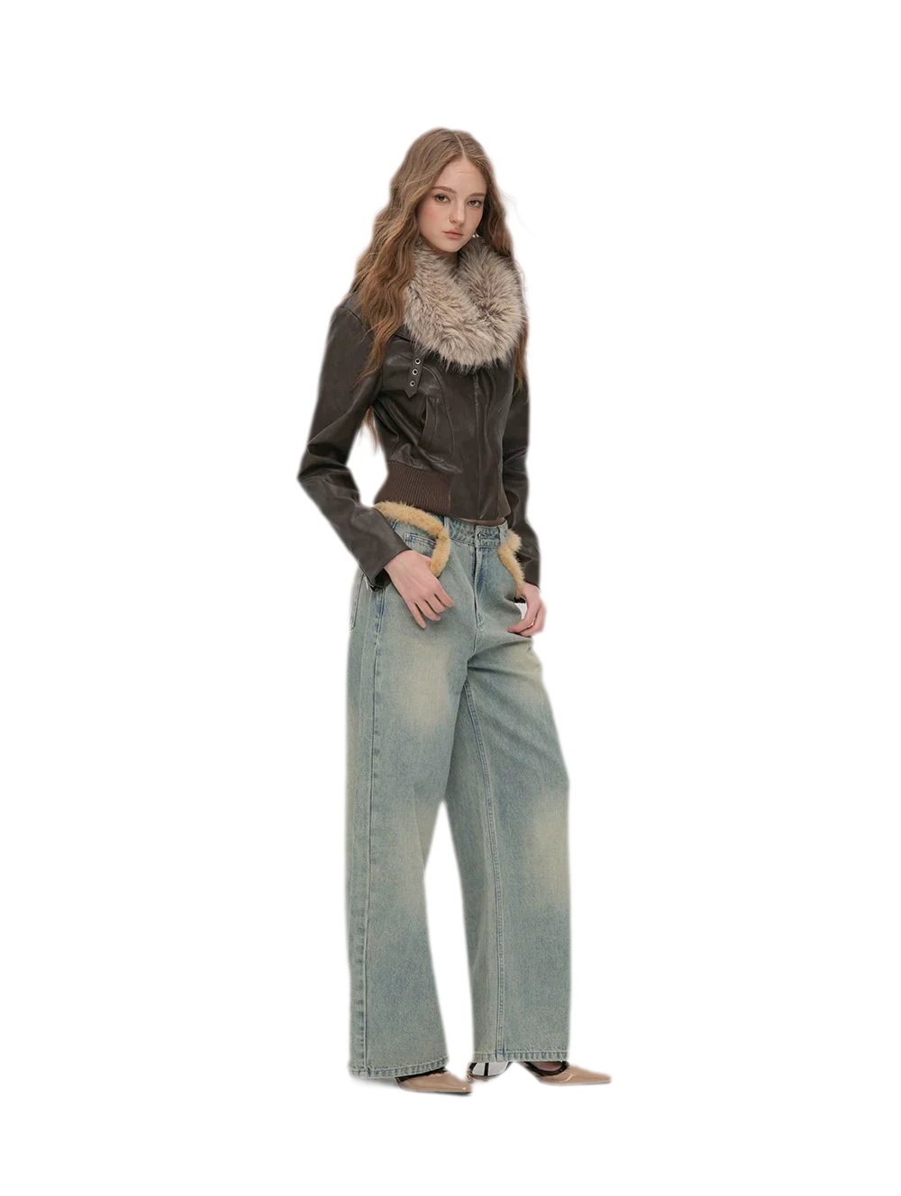 Textured Cropped PU Jacket