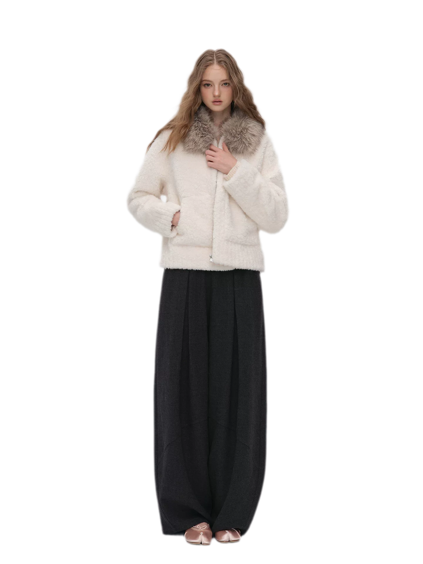 Plush Contrast Collar Jacket