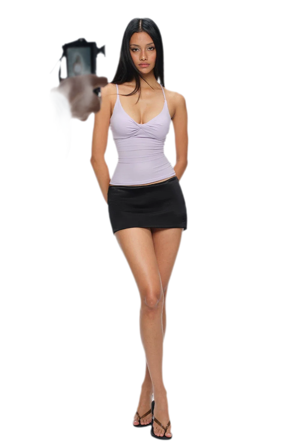 Satin Low-Rise A-Line Skirt