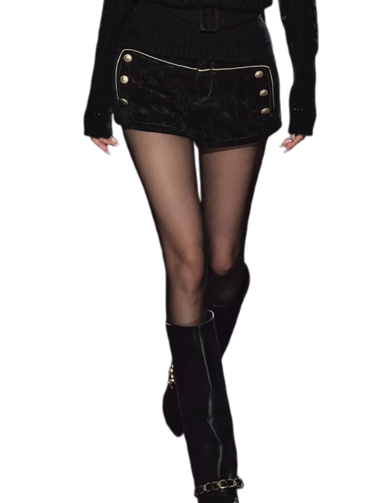 High-Density Corduroy Double-Breasted Slim Shorts