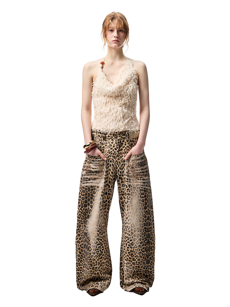 V-Neck Beaded Draped Collar Halter Cami Top