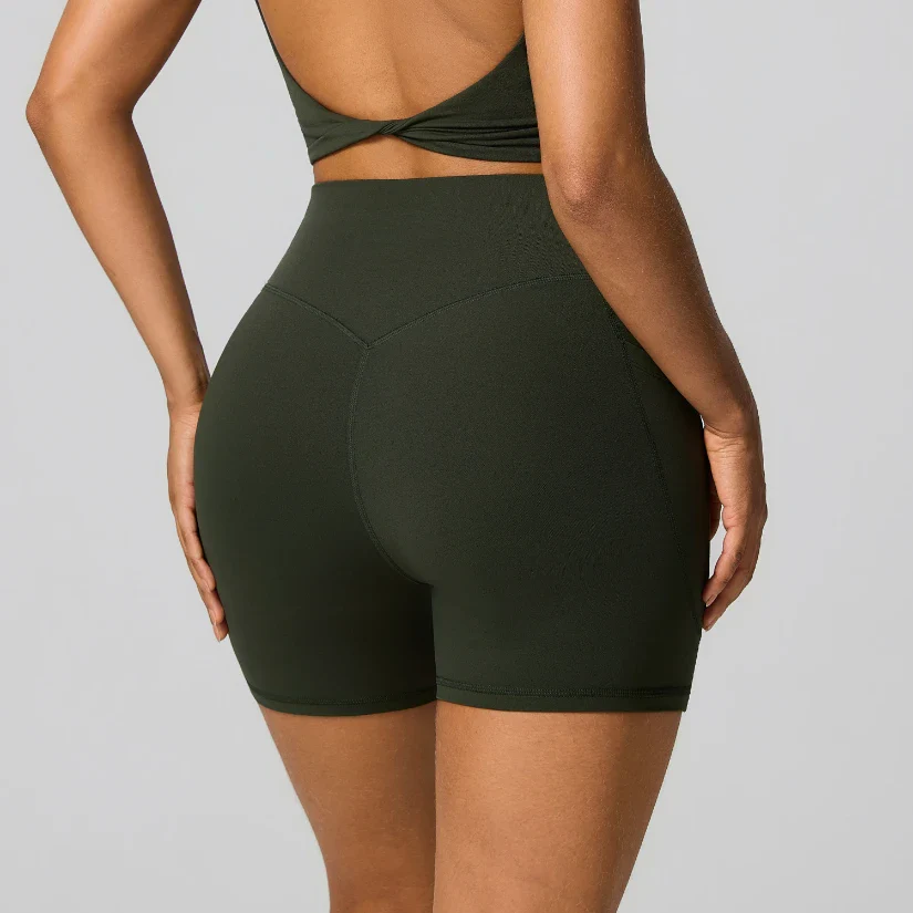 Women's High Waist Shaping Yoga Shorts with Pocket