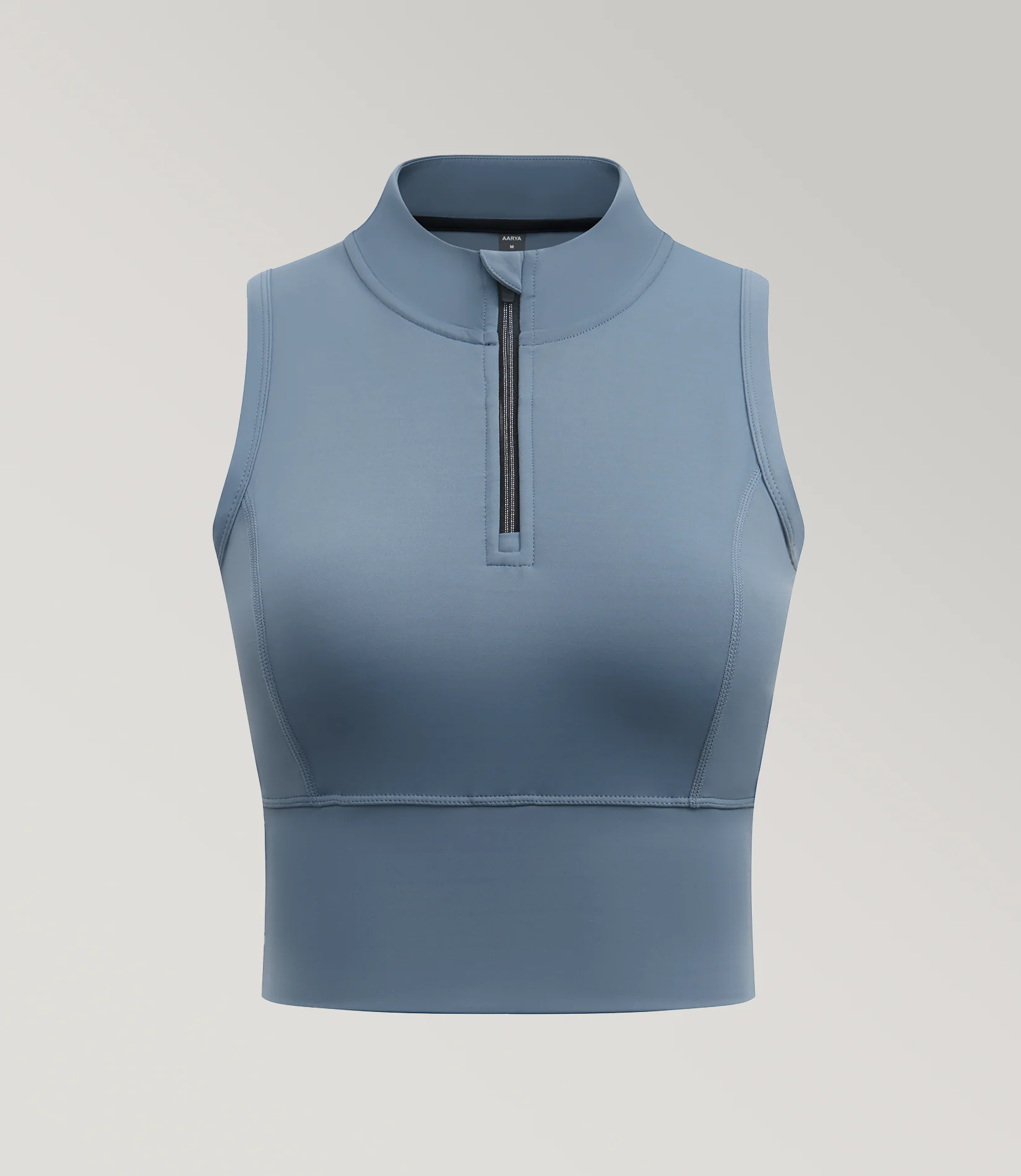 Half-Zip Stand-up Collar Crop Tank