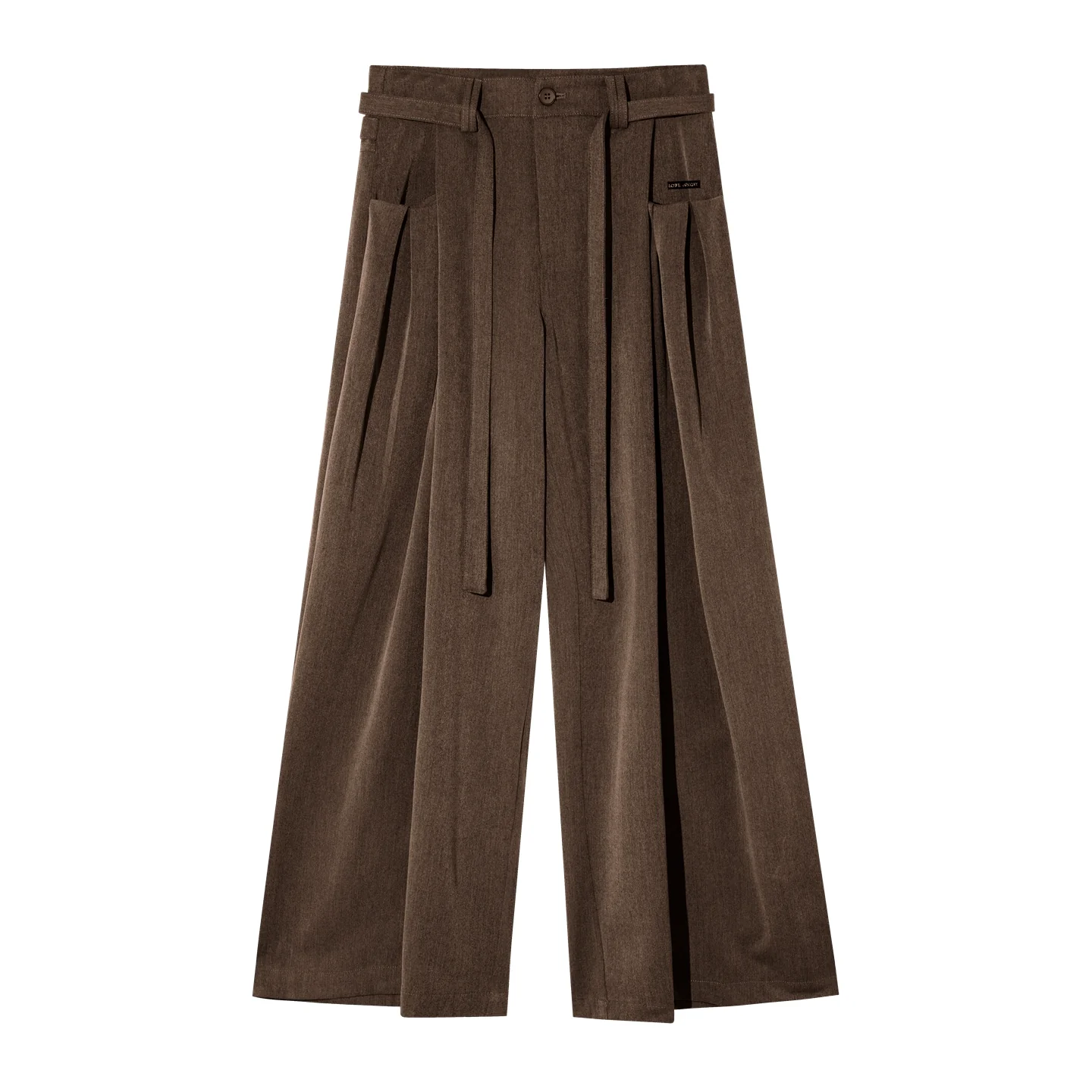 Pleated Tie-Waist Wide-Leg Trousers