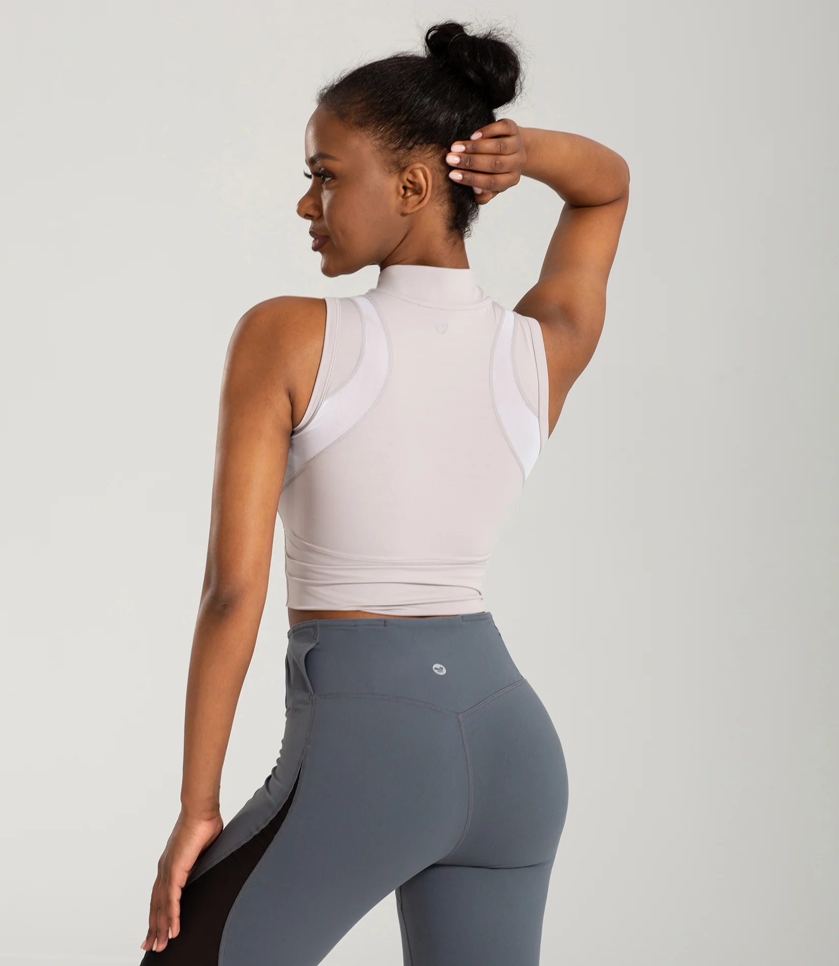 Half-Zip Stand-up Collar Crop Tank