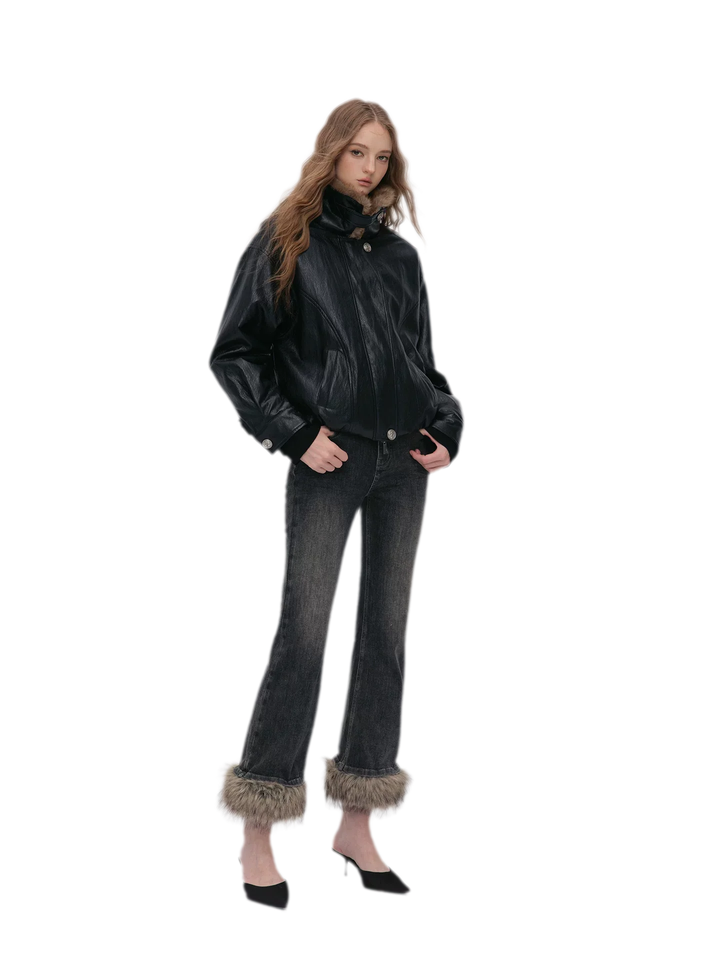 Metallic Leopard Collar Jacket