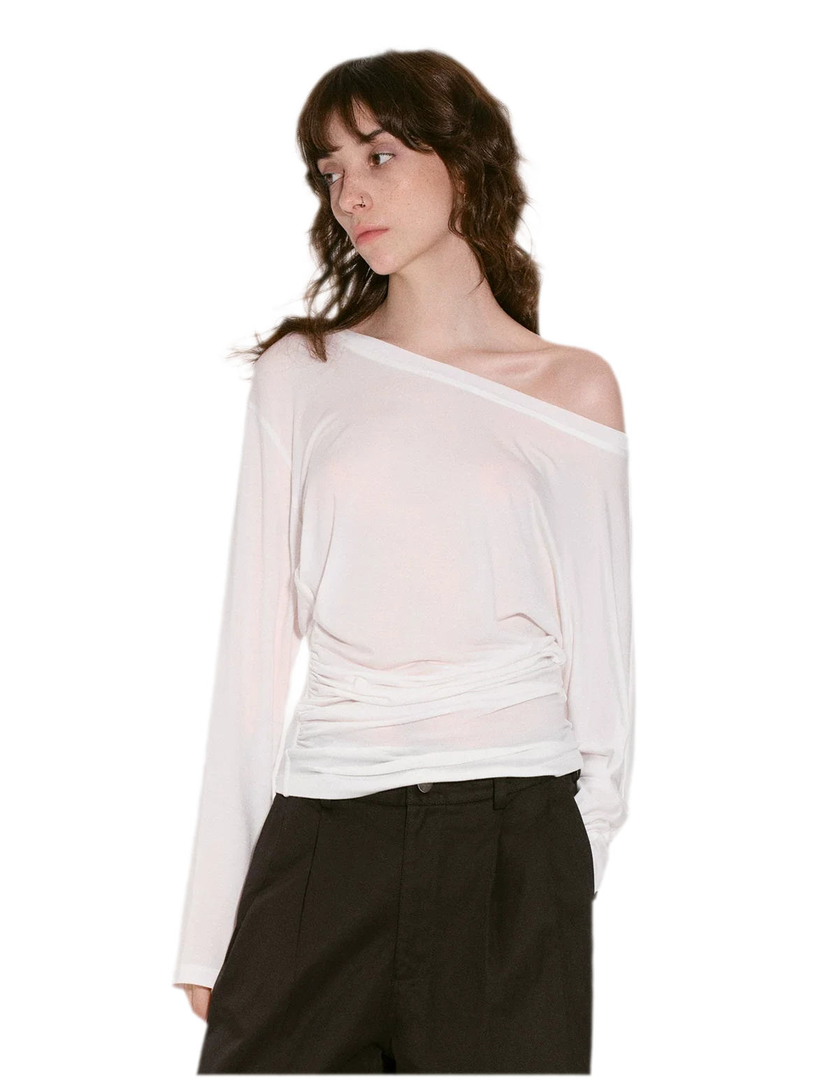 Lyocell Off-Shoulder Cropped Top