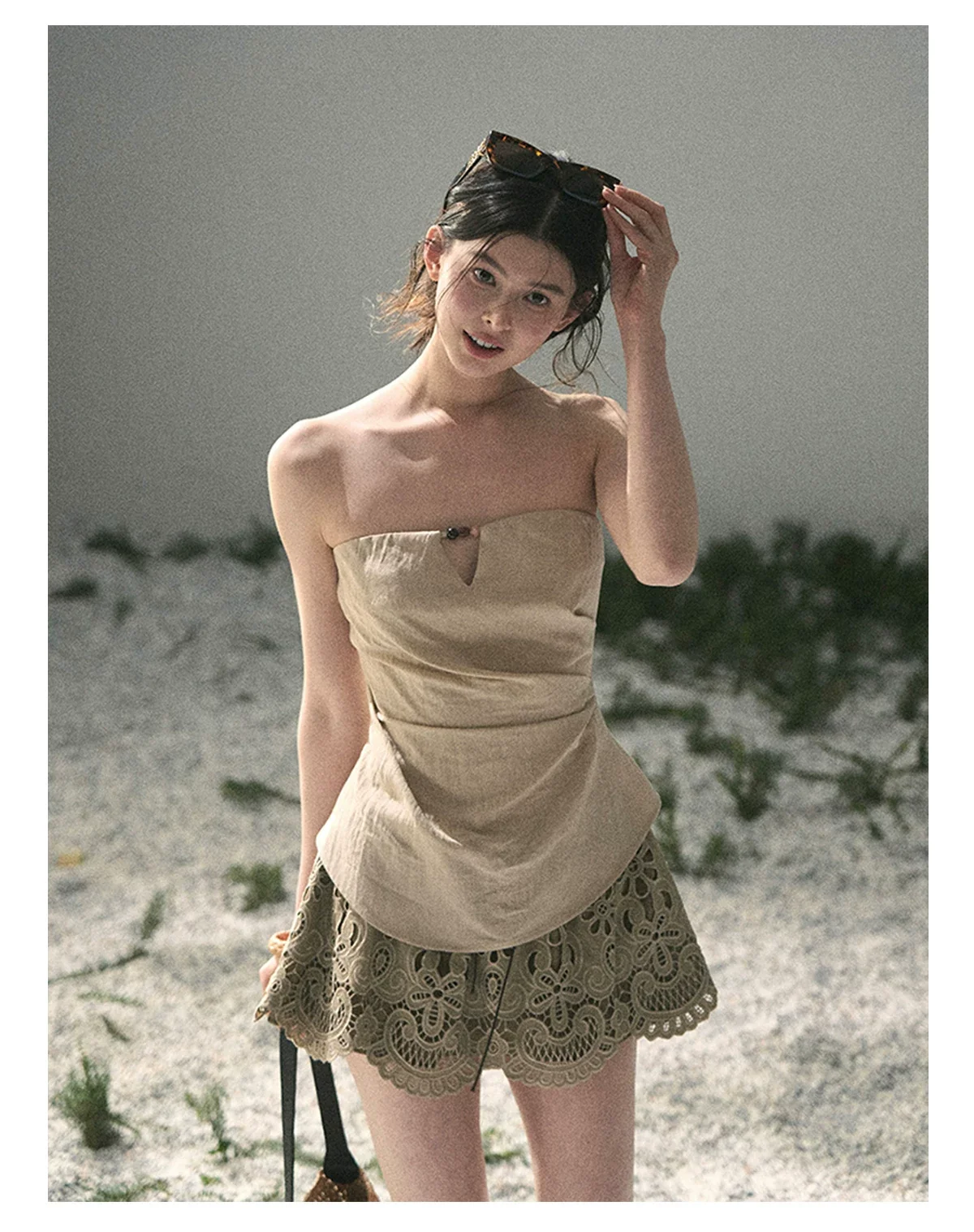French Strapless V-Neck Corset Top