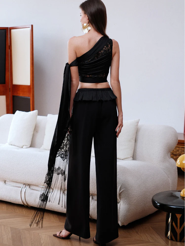 Bowknot Ruffled Long Pants