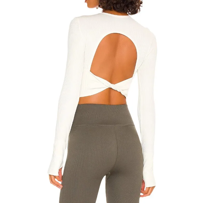 Ribbed Long Sleeve Yoga Tops