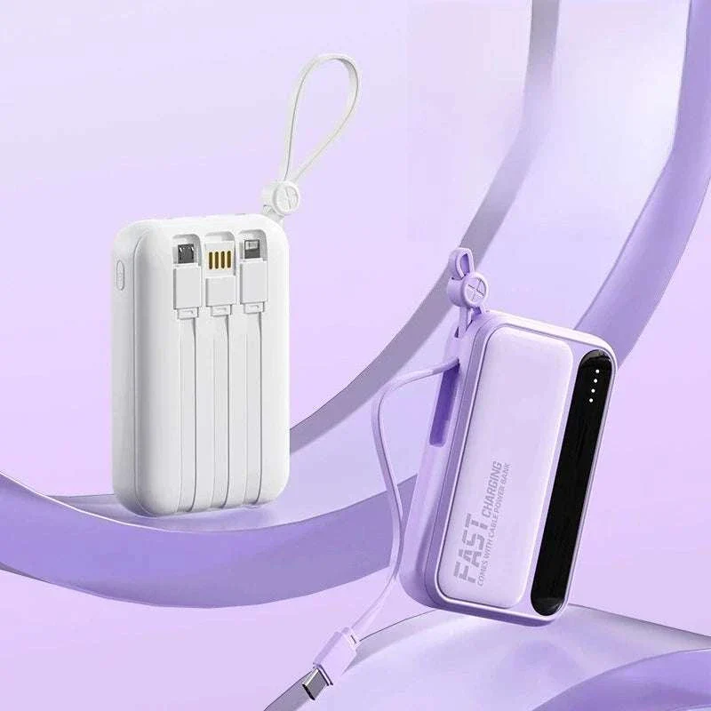 DIEZONG 10000mAh/20000mAh Power Bank with Built-In Cables & Digital Display