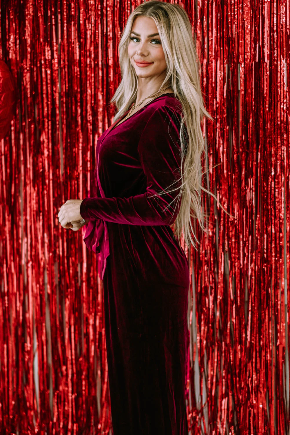 Velvet Cut out Back Wide Leg Jumpsuit
