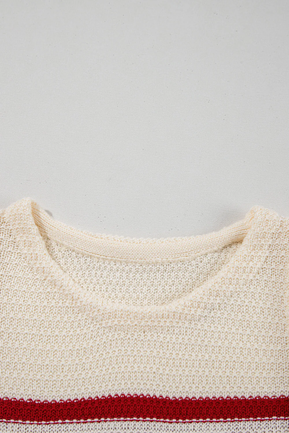 Red Stripe Textured Knit Ribbed Hem Sweater Tank Top