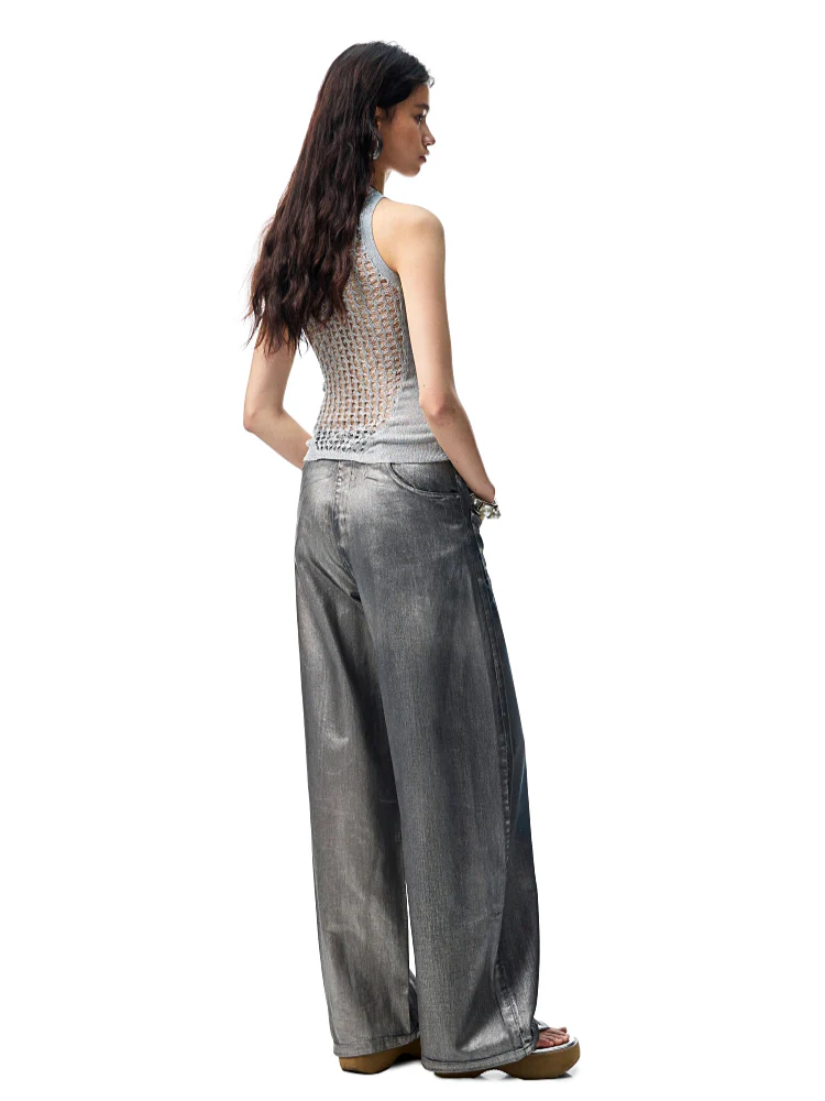 Hollow Out Cable Knit Sleeveless Tank Top