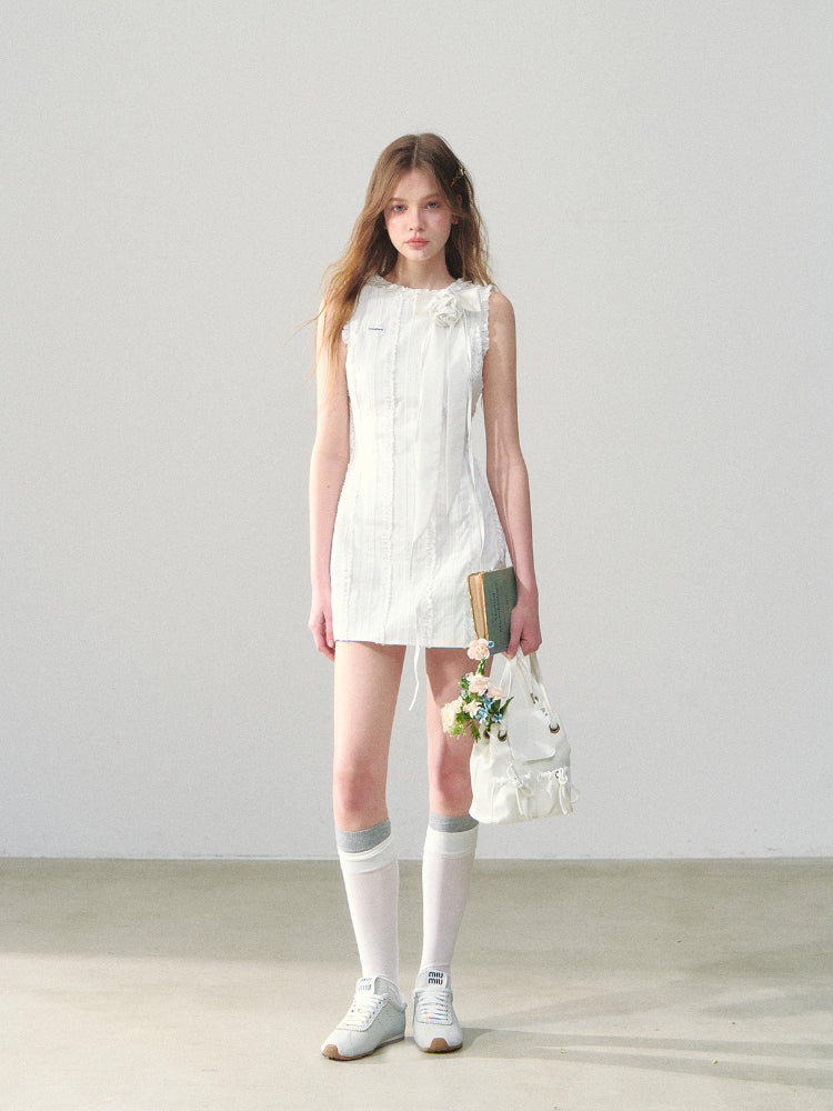 Vertical Striped Lace Dress