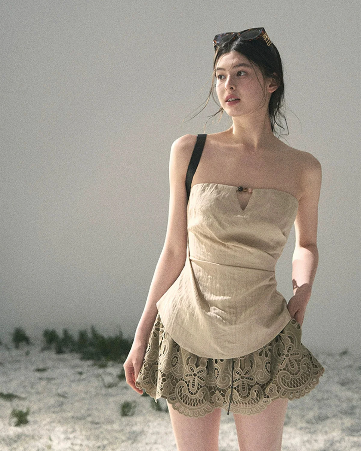 French Strapless V-Neck Corset Top