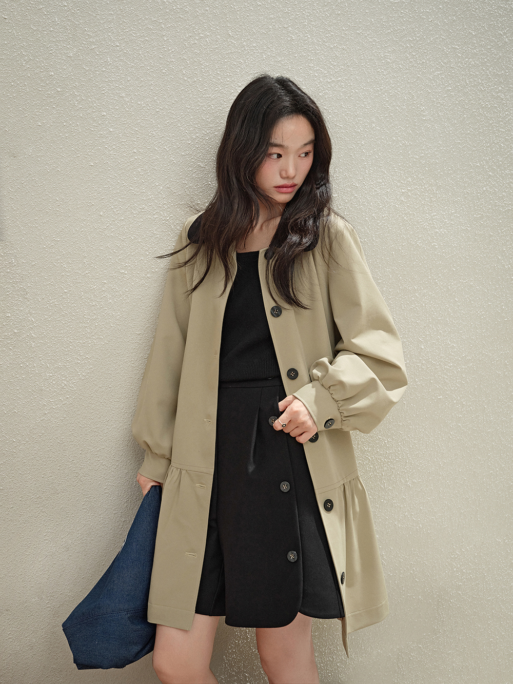 Ruffled Hem Coat