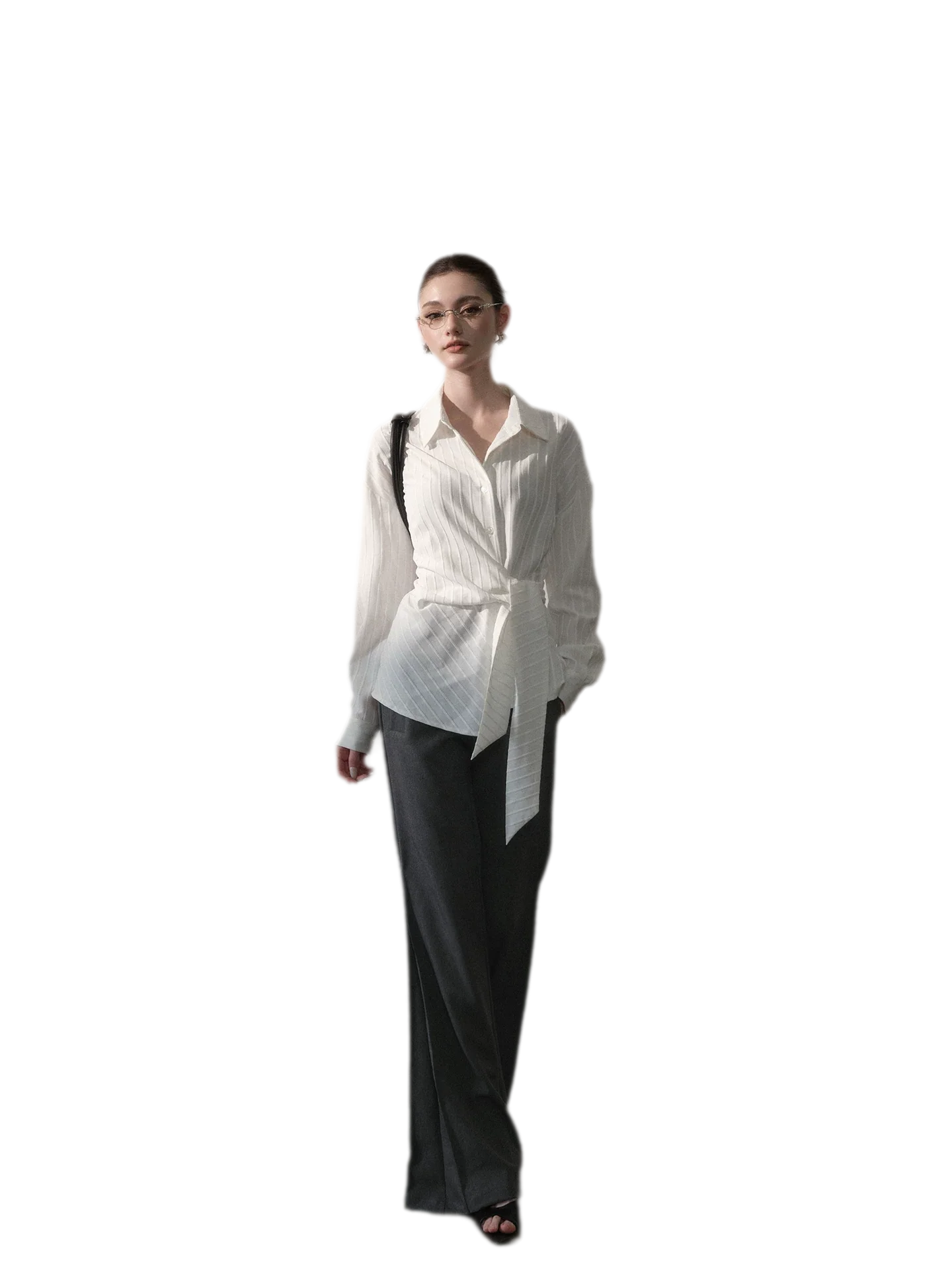 Vertical Striped Tie-Waist Shirt