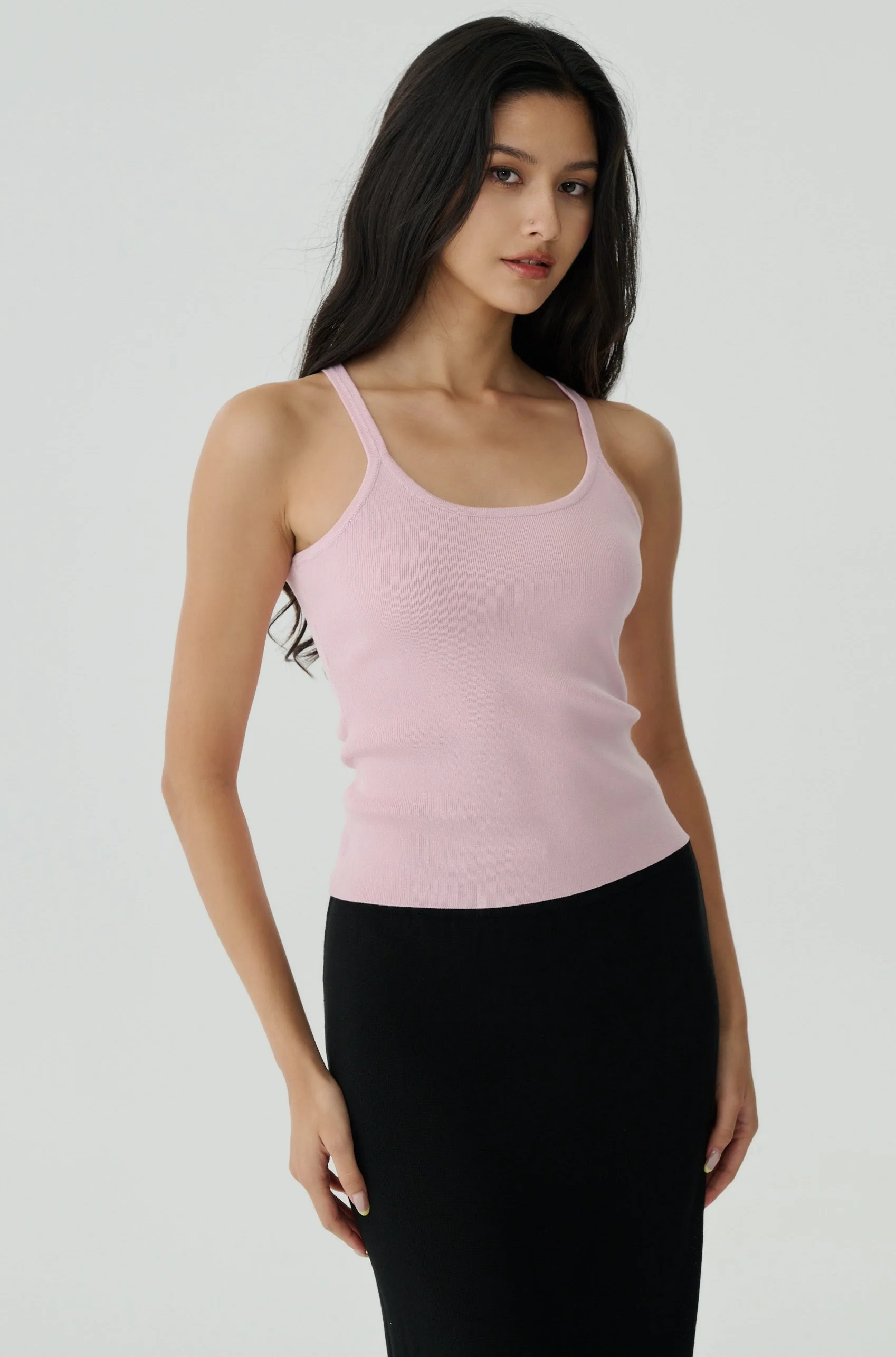 Quiet luxury knit top in pink
