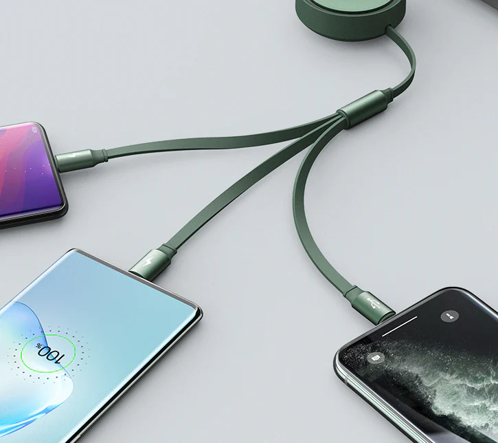 Neutral one to three data cable fast charging extension cable charging cable three in one data cable