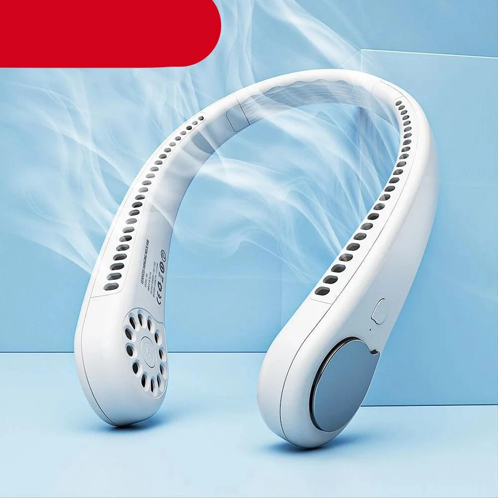 Portable Neck Fan USB Rechargeable Bladeless Mini Electric Fan Silent Neckband Wearable Cooling Fan for Sports Travel Portable Bladeless Rechargeable Electric Fan for Travel