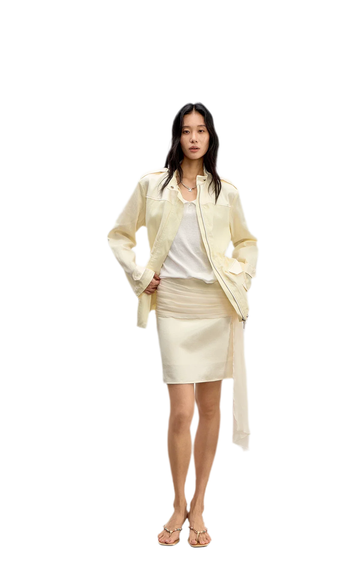 Satin Pleated Ribbon Skirt