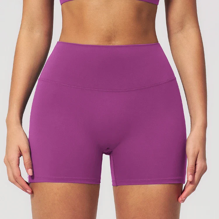 Contrast Color High Waist Yoga Shorts