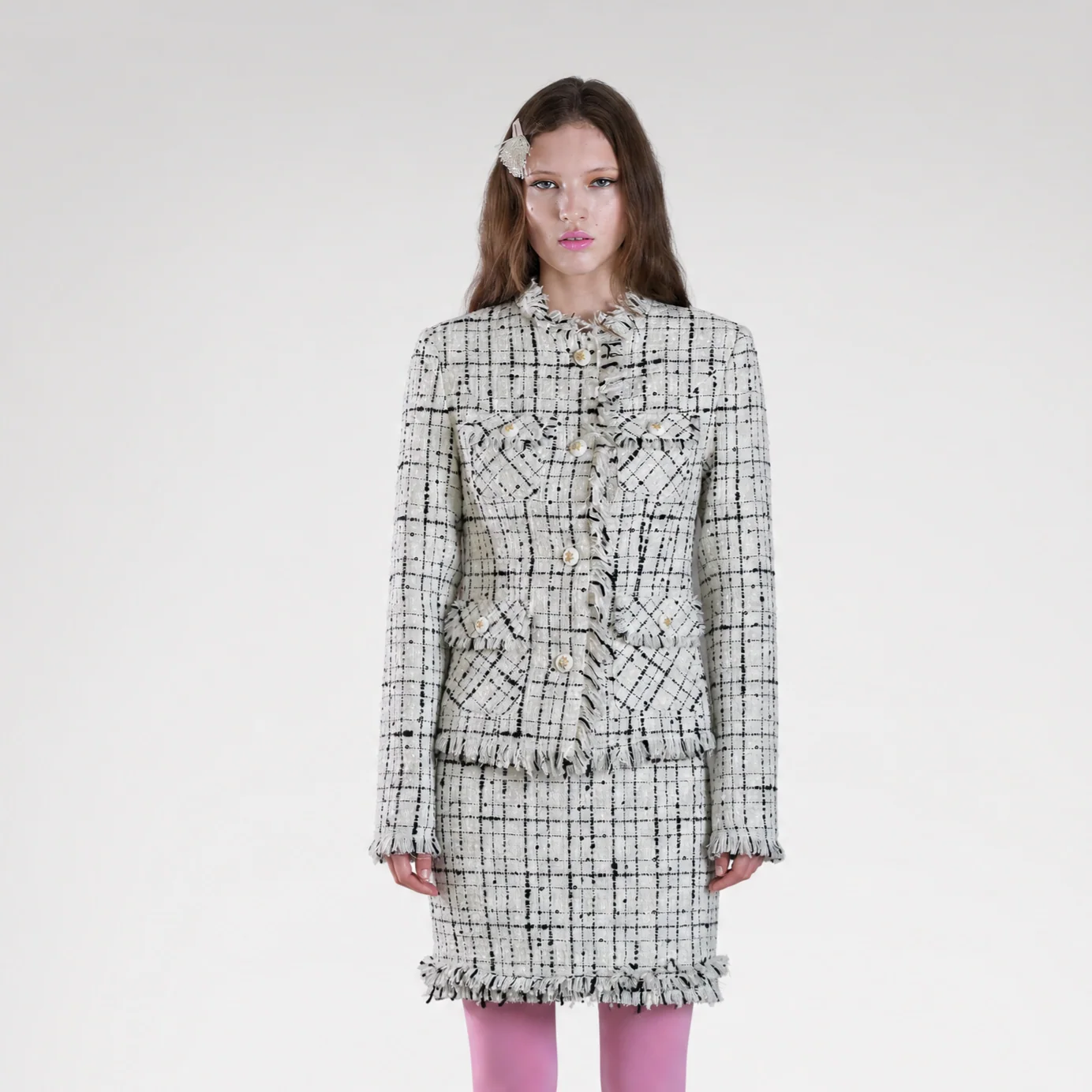 Wool Tweed Jacket Skirt Suit