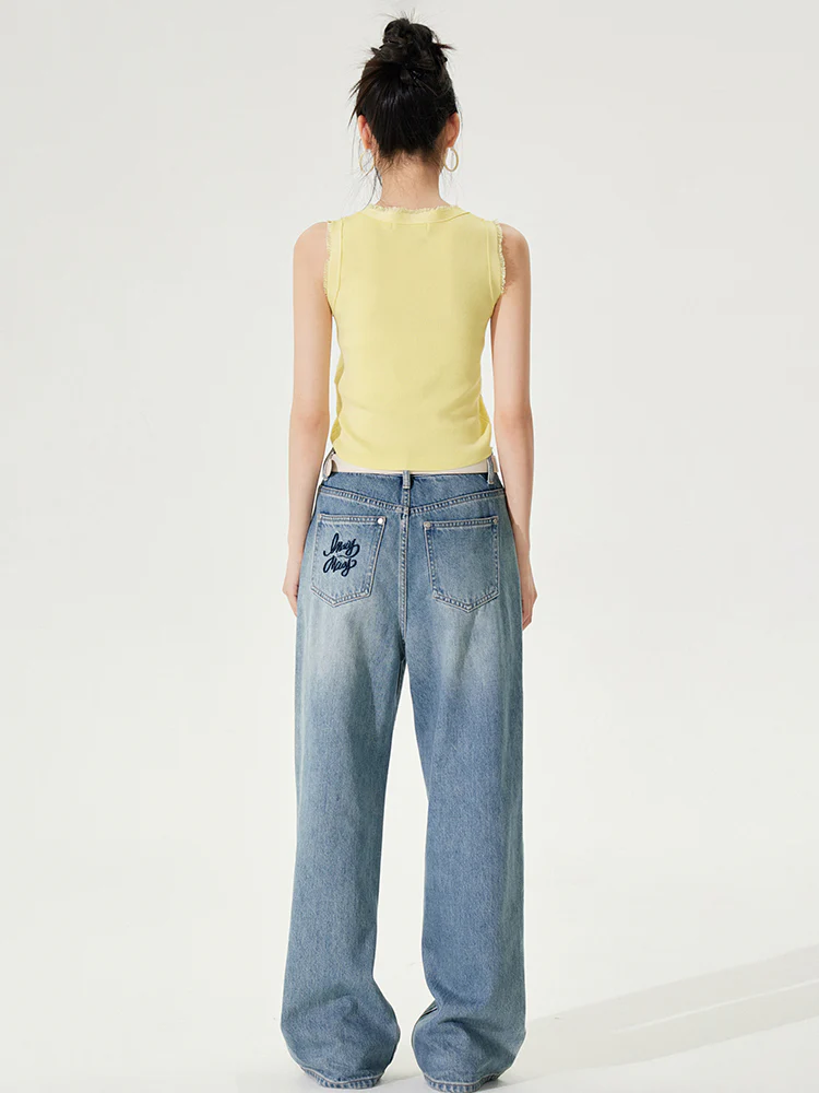 Lyocell V-Neck Raw-edge Ice-silk Vest