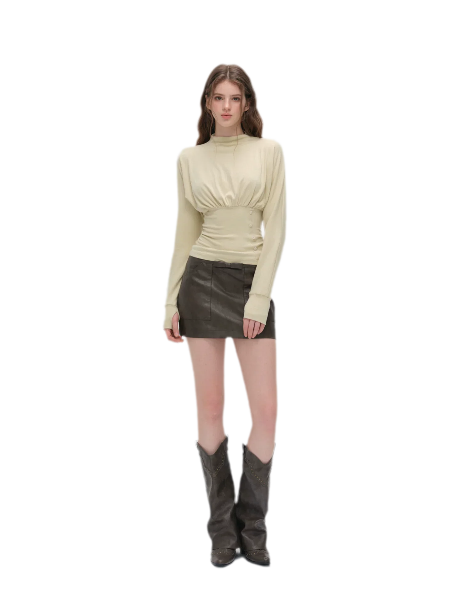 Textured Bow Mini Skirt