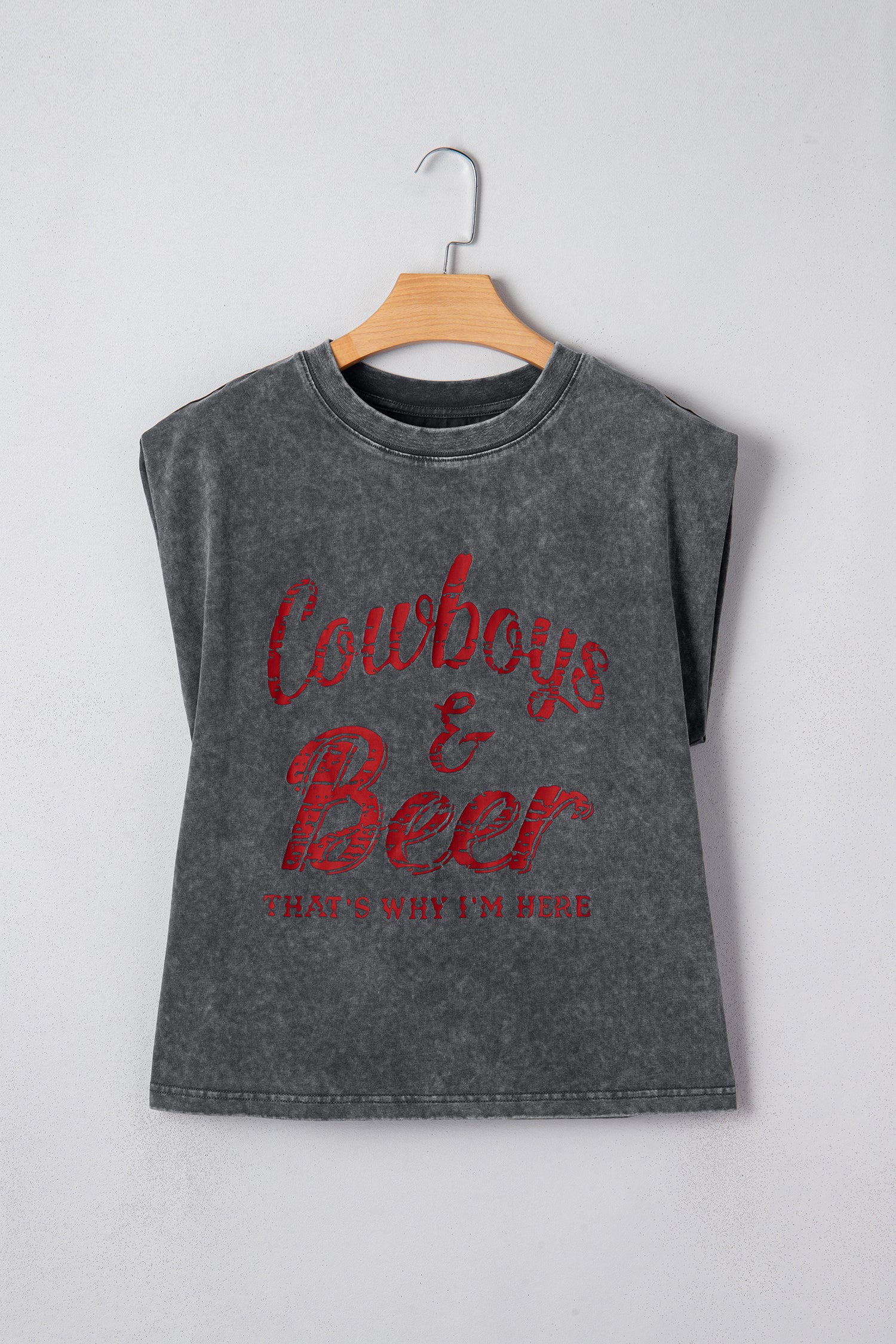 Cowboy & Beer Western Graphic Mineral Wash Tank Top