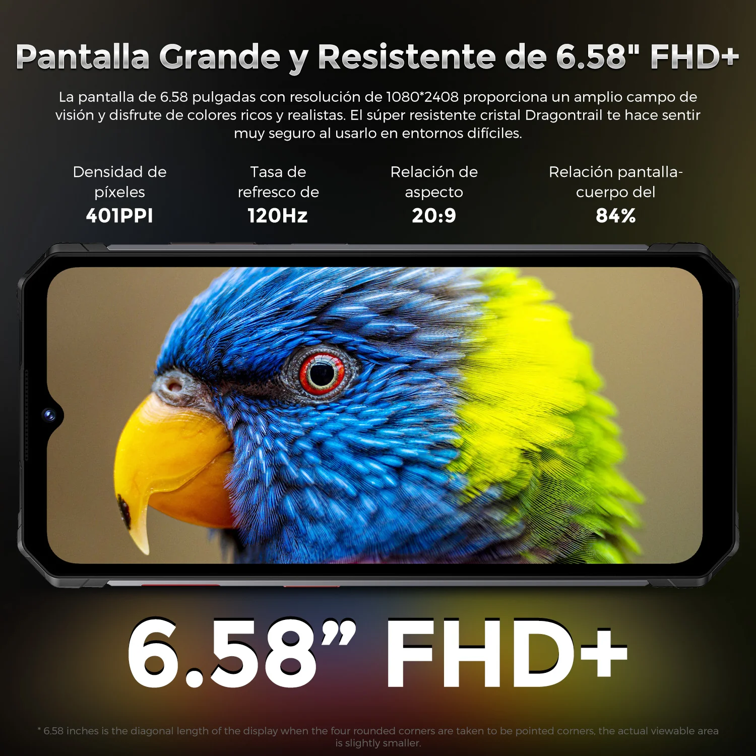 Fossibot F102 Dual SIM 256 GB Negro 12 GB RAM
