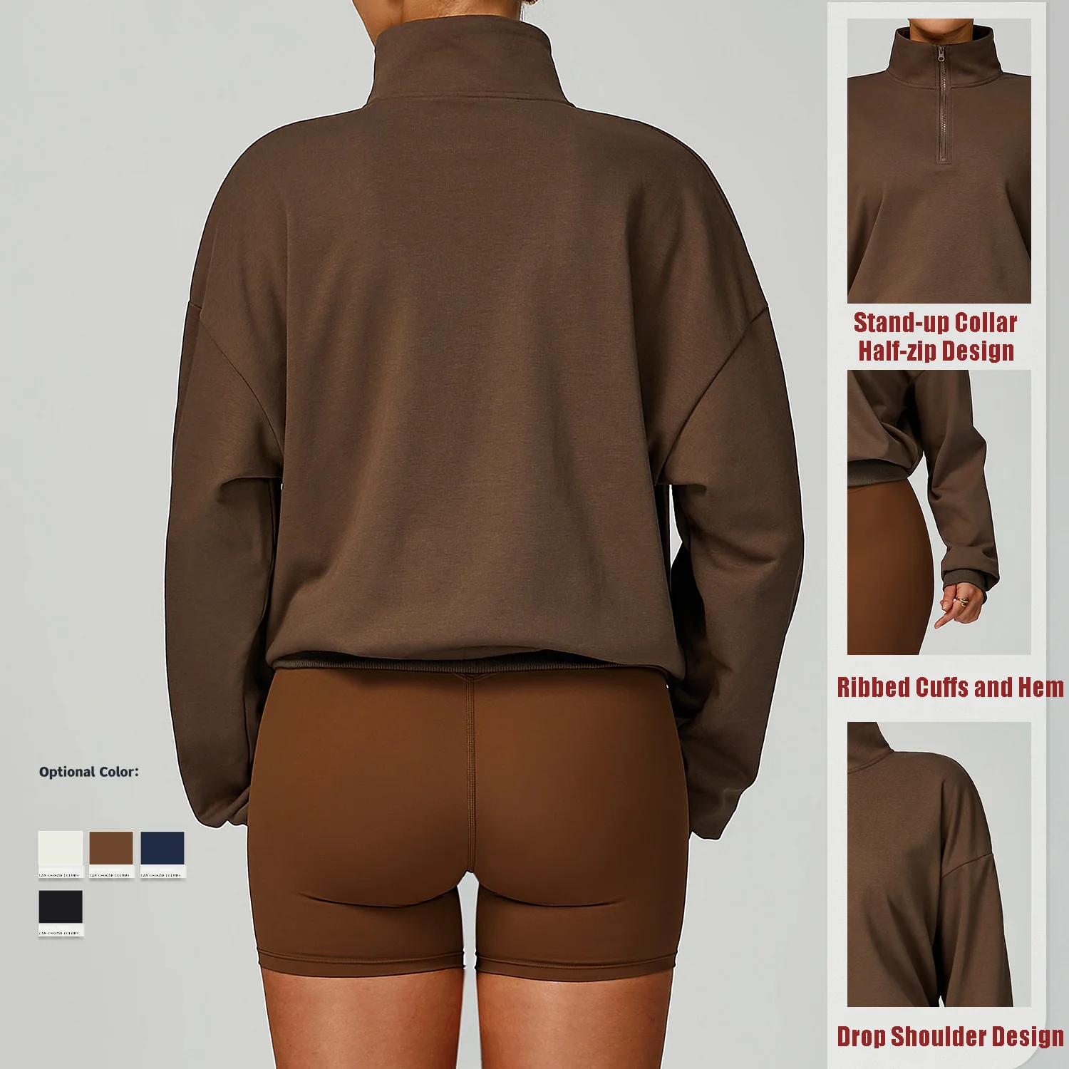 Women's Fall Winter Half Zip Up Sweatshirt