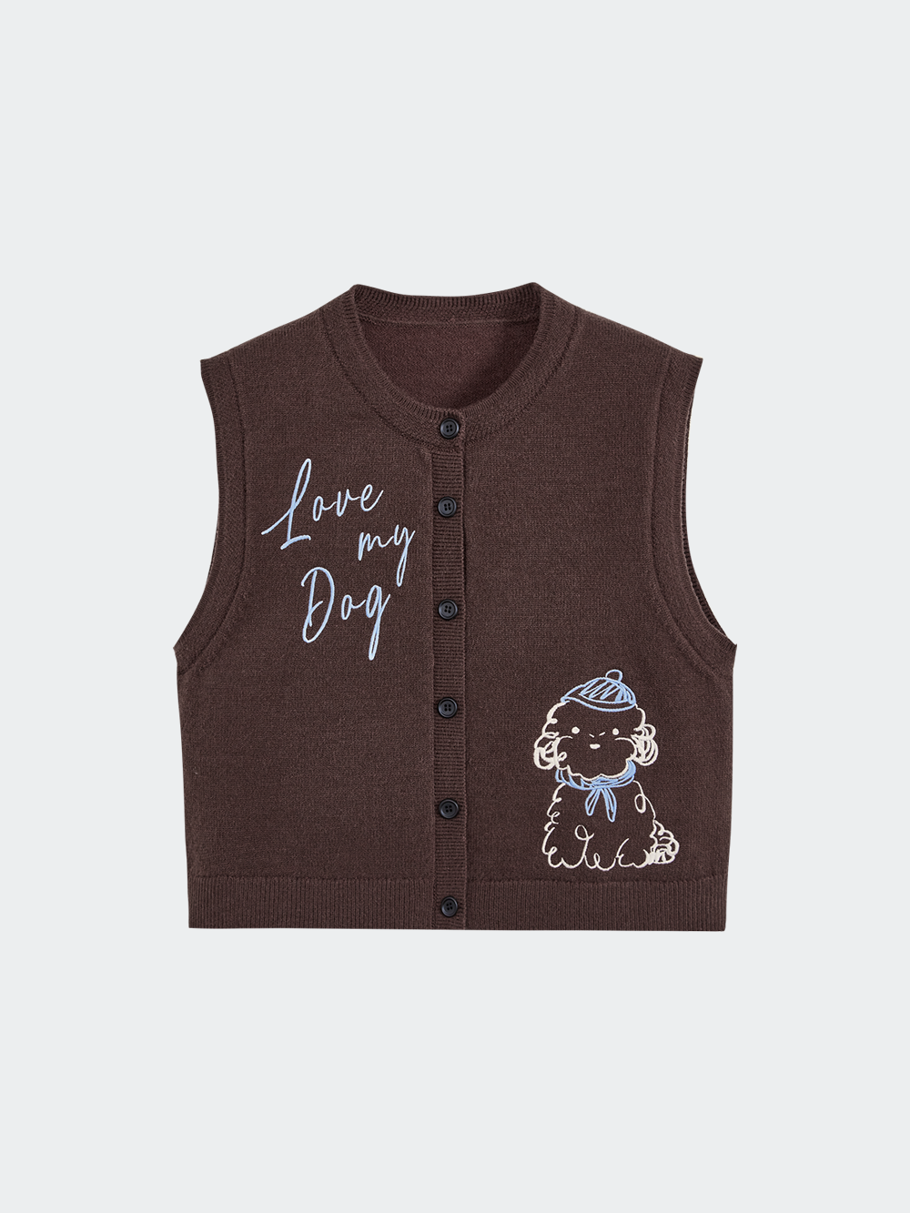 Embroidered Dog Knit Vest