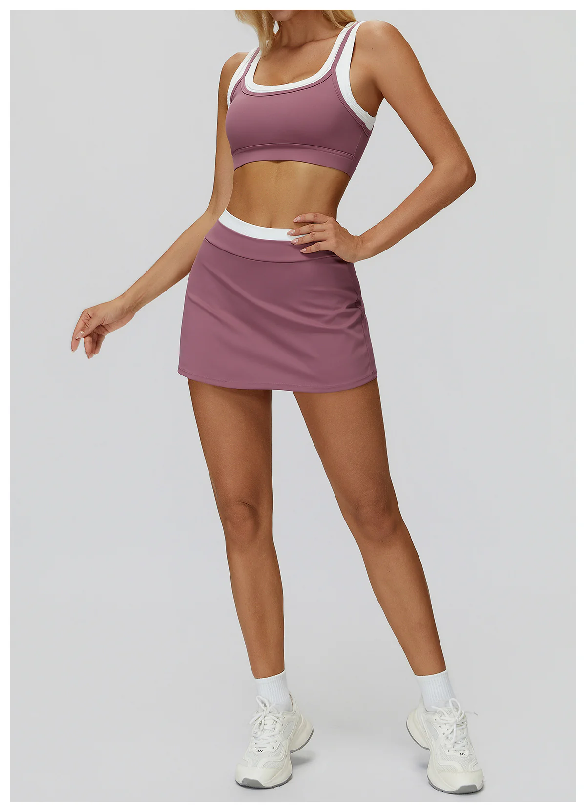 Contrast Color Fake Two-Piece Skirt for Women ZC3129